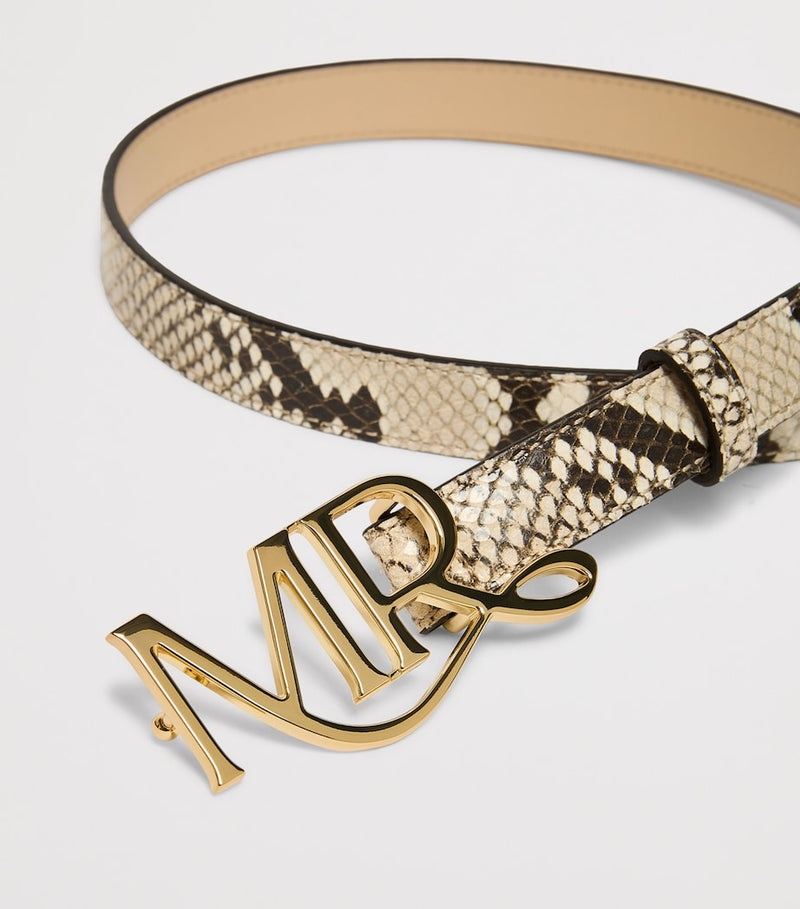Marina Rinaldi leather snakeskin-effect logo belt, imported from the UK