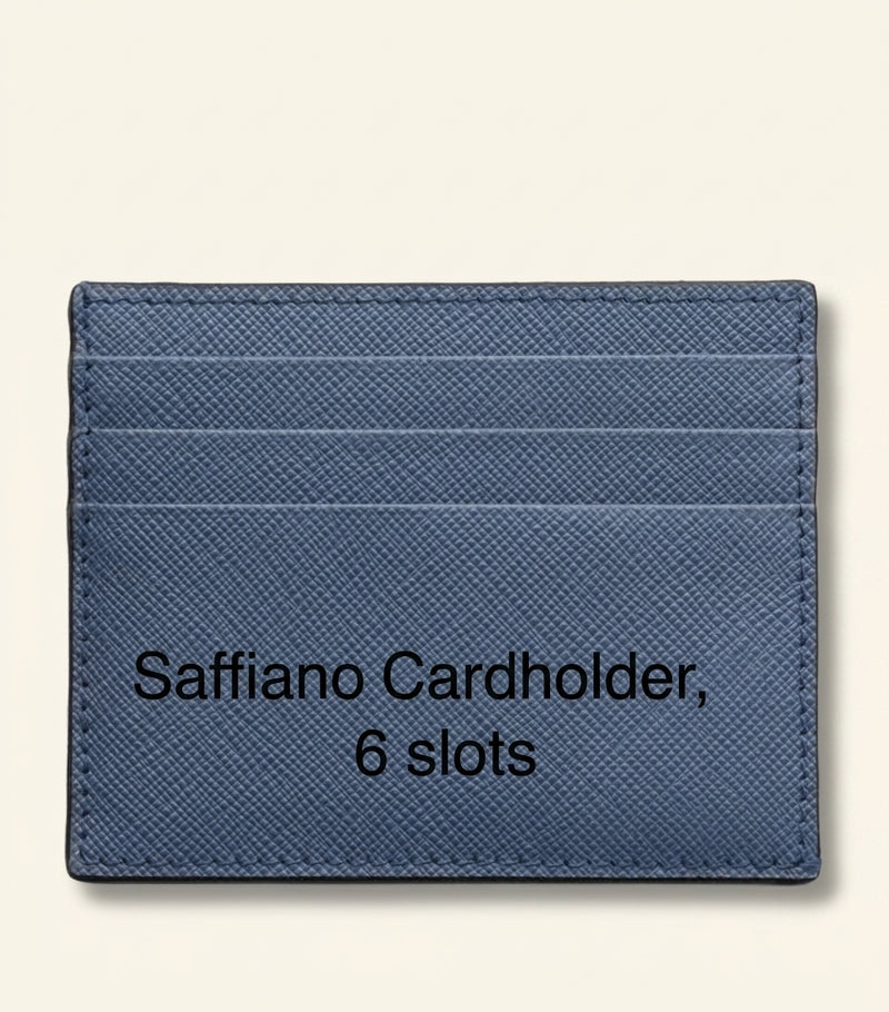 Prada Saffiano leather card holder with 6 slots, imported from the UK
