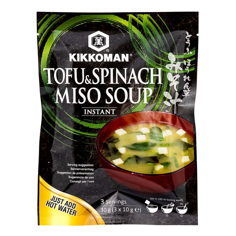 Kikkoman instant tofu and spinach miso soup (British brand)