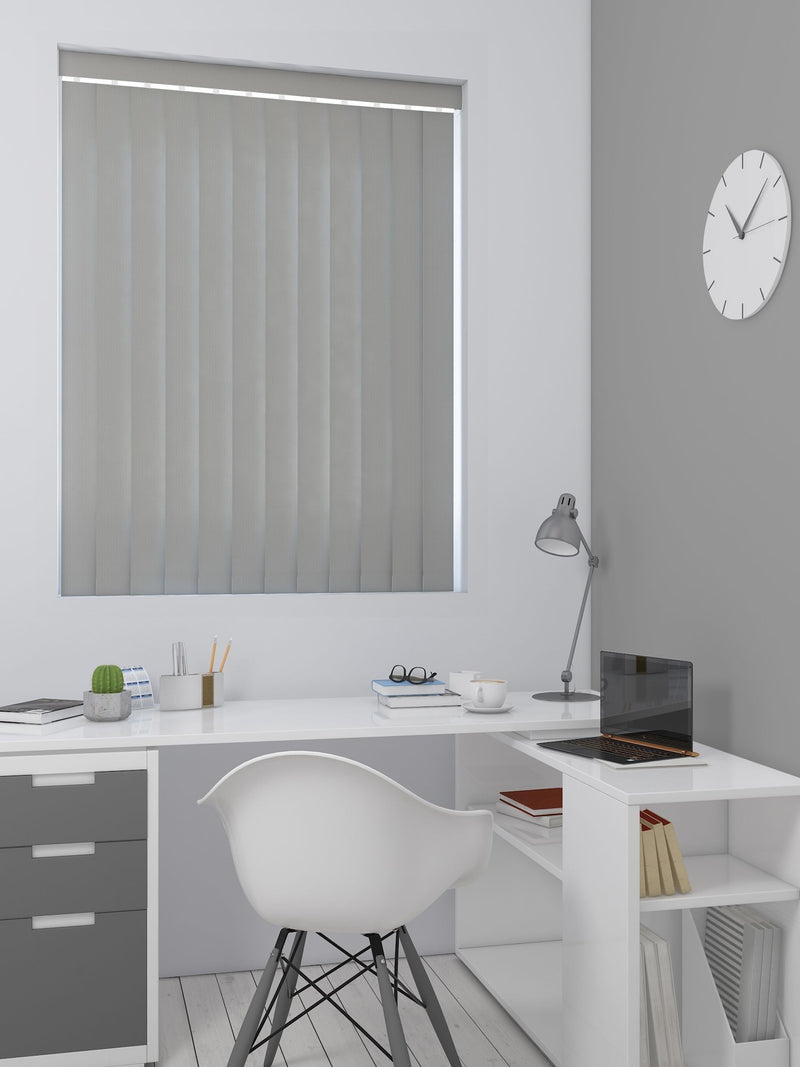 Grey waterproof vertical blind made to measure (British brand)