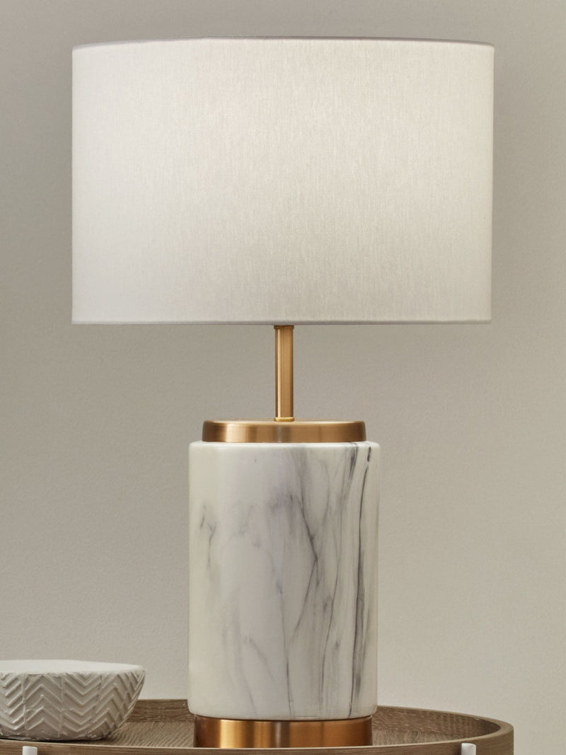 Pacific Natural marble effect ceramic table lamp (British brand)
