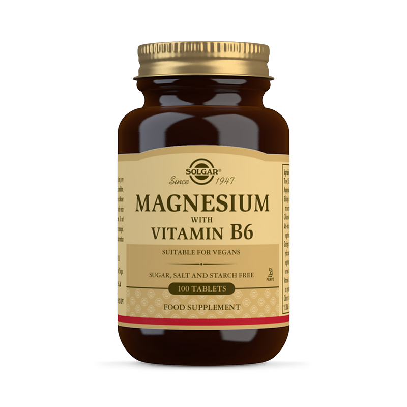 Solgar Magnesium with Vitamin B6 supplement 100 tablets, UK version