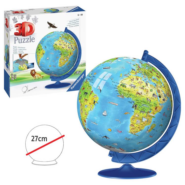 Children's 3D puzzle globe 180 piece world map - British product