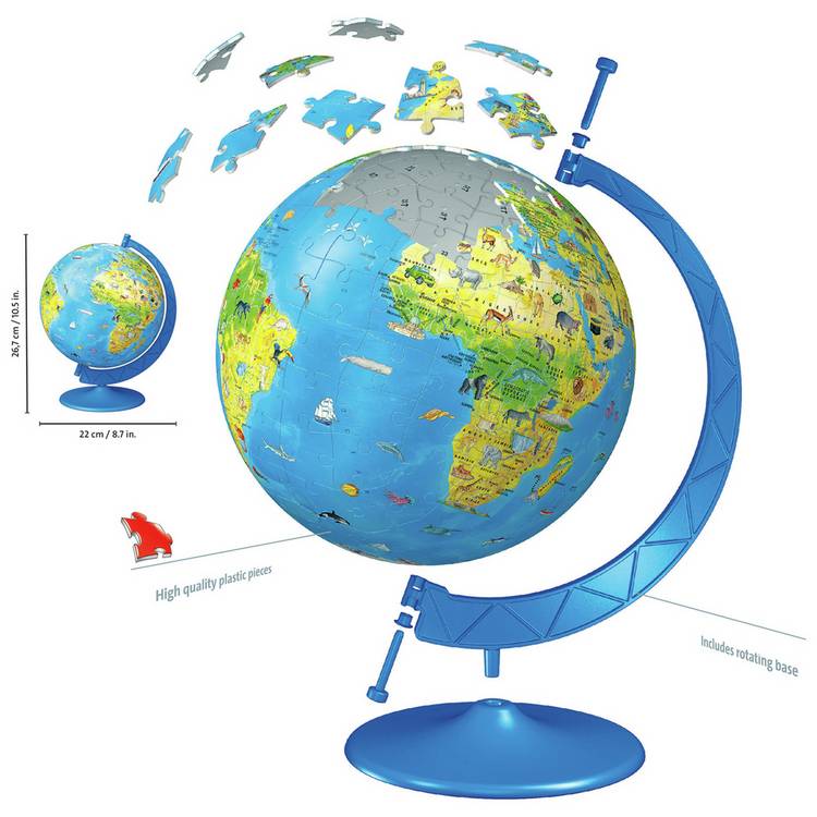 Children's 3D puzzle globe 180 piece world map - British product
