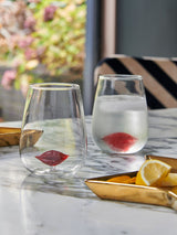 Next Rockett St George Set of 2 Clear Lips Tumblers Glass Drinking Glasses 12.5cm- Buy online at McGrocer