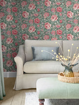 Next Laura Ashley Fern Green Wild Roses 10M Wallpaper- Buy online at McGrocer