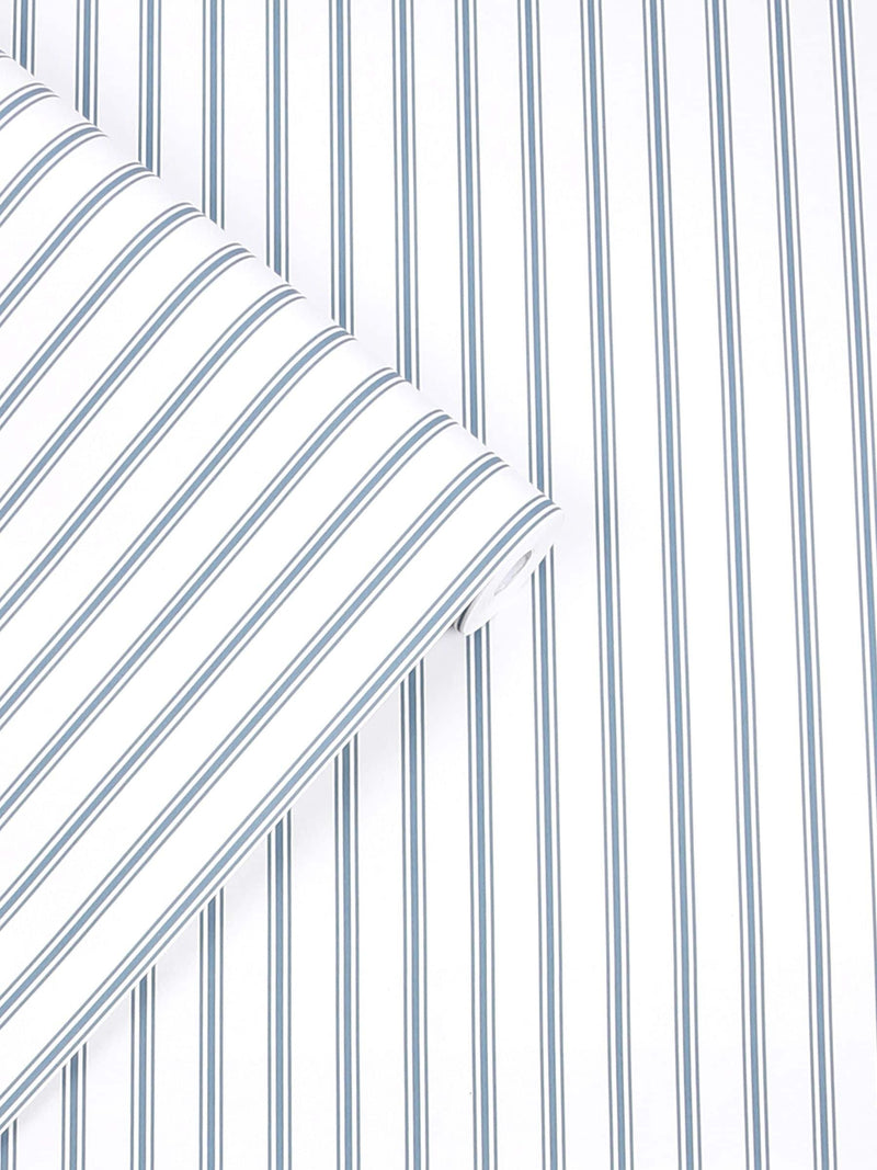 Laura Ashley Smoke Blue Farnworth Stripe wallpaper 10m (British brand)