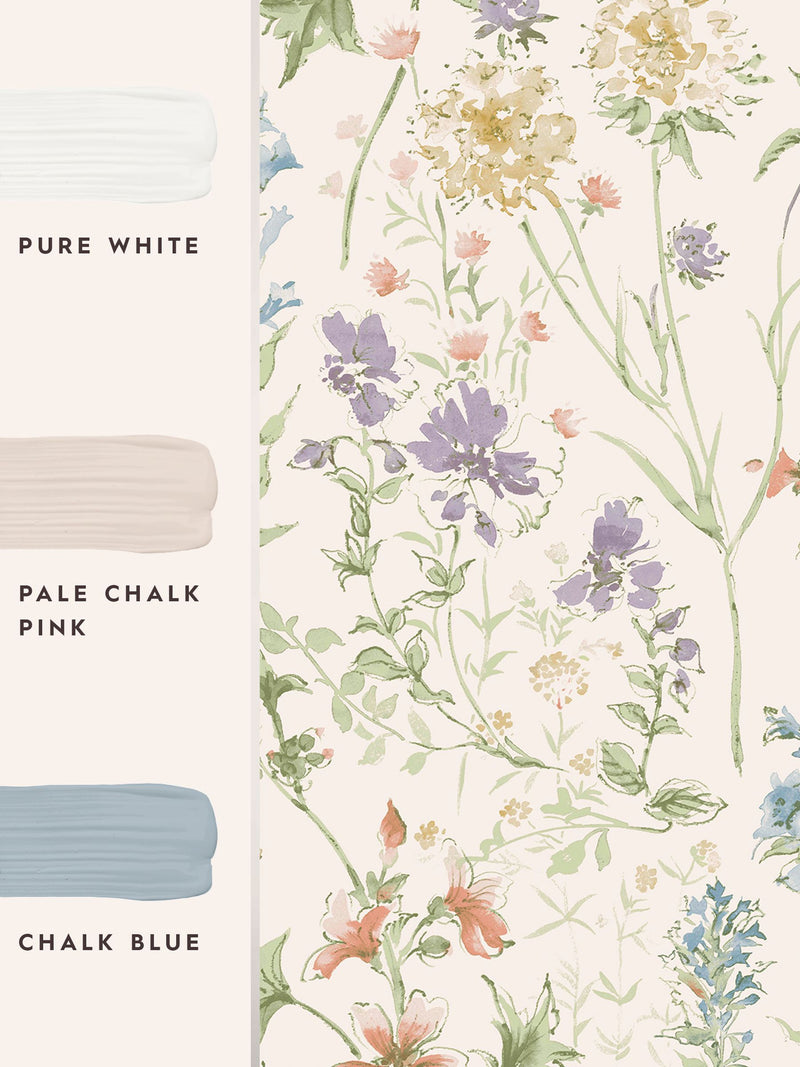 Laura Ashley wallpaper Chalk Pink Wild Meadow 10M (British brand)