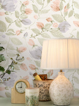 Next Laura Ashley Orisia Peony Wallpaper in Pale Sage Green - 10m x 52cm- Buy online at McGrocer