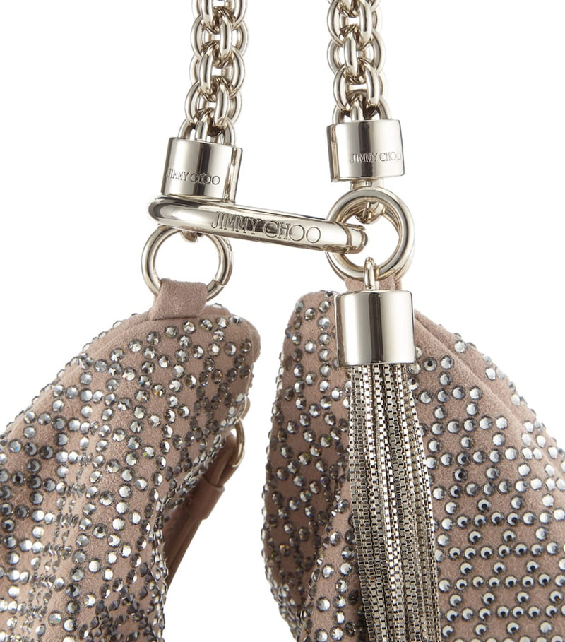 Jimmy Choo Callie clutch bag suede crystal embellishments (British brand)