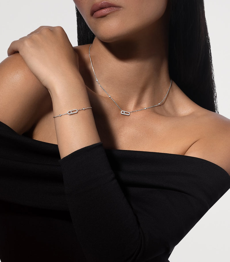 Messika Move Uno white gold diamond necklace 0.22ct, UK version