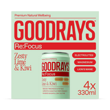 Holland & Barrett Goodrays Re:Focus Electrolytes Magnesium & Lions Mane Lime & Kiwi Drink 4 x 330ml- Buy online at McGrocer