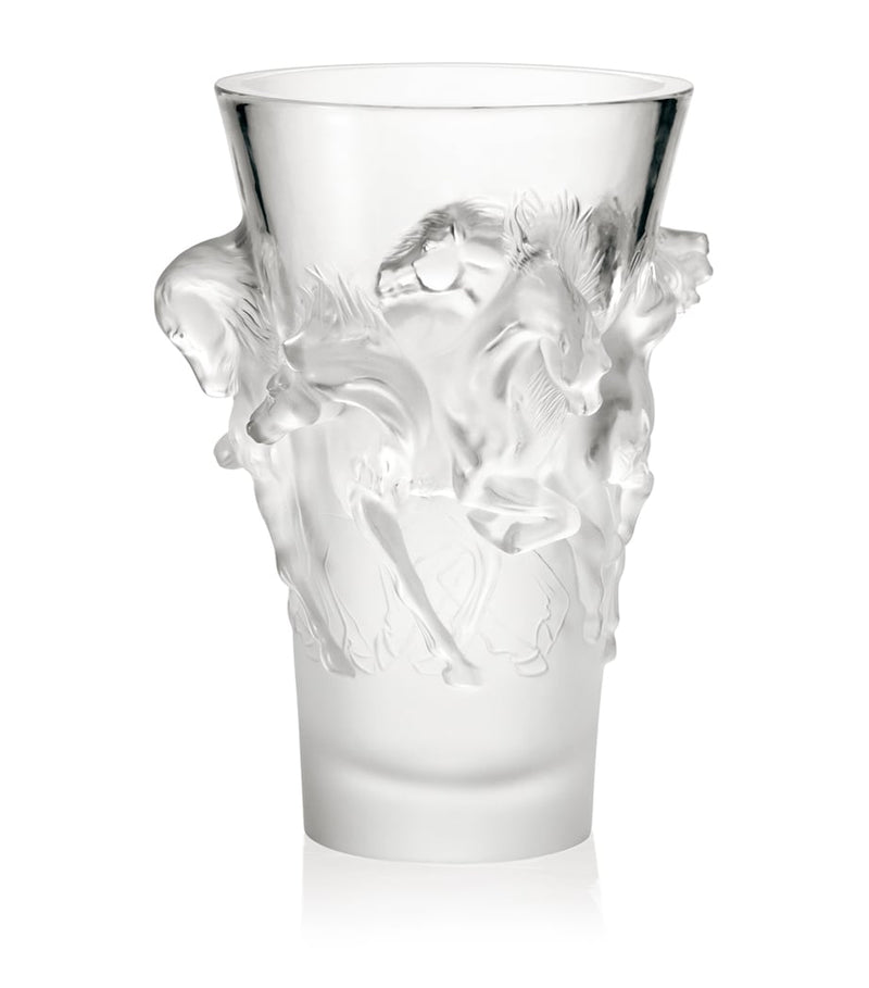 Lalique Equus crystal vase 38cm, UK version