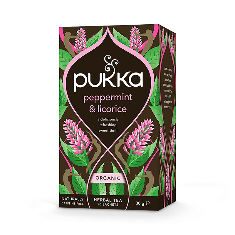 Pukka Peppermint Licorice Tea 20 Tea Bags, imported from the UK