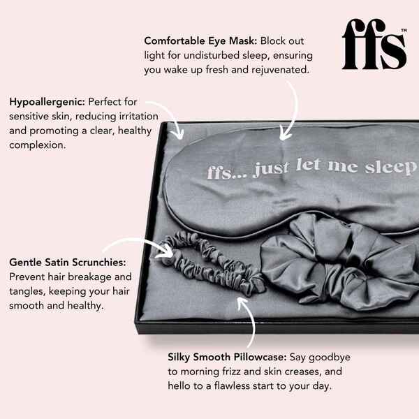 FFS Beauty Satin Sleep Set Silver - British product