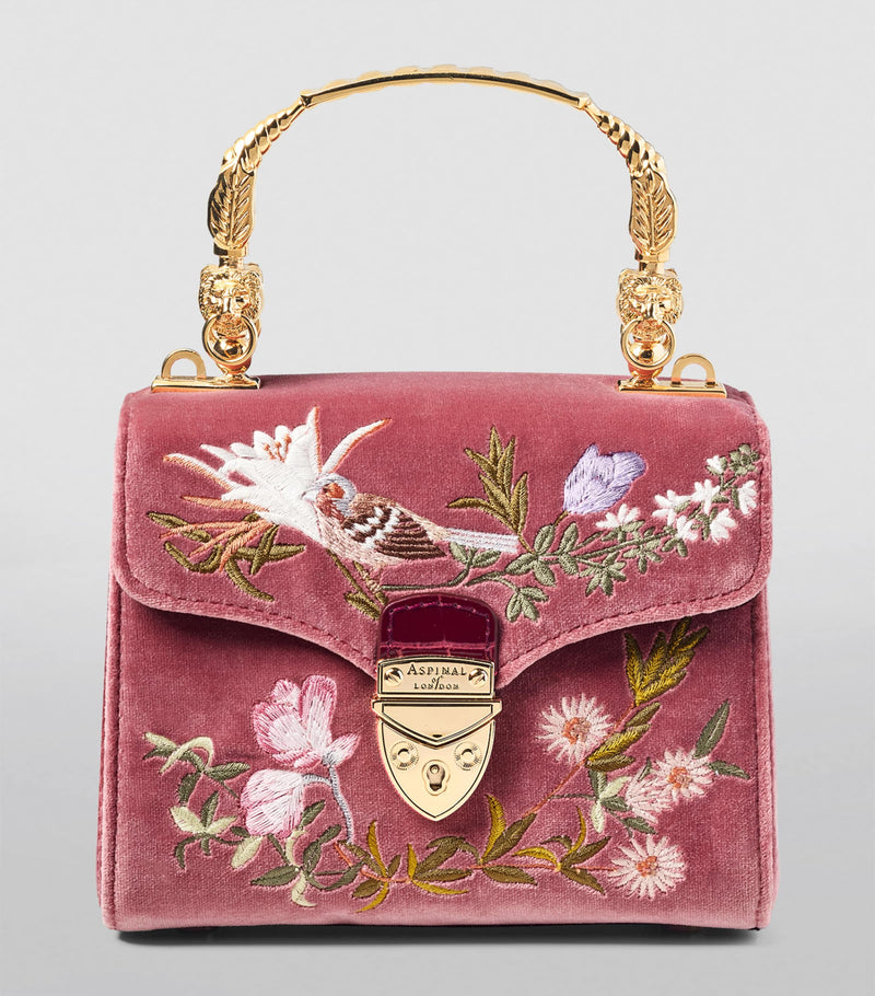 Aspinal of London velvet Mayfair top-handle bag, imported from the UK