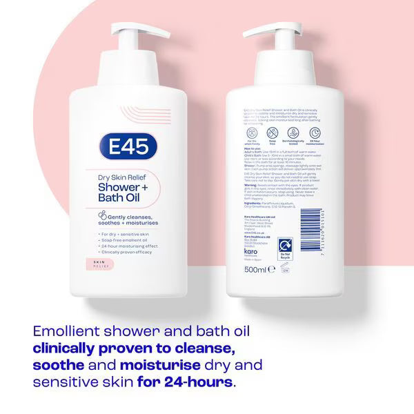 E45 Dry Skin Relief Shower & Bath Oil 500ml - British product