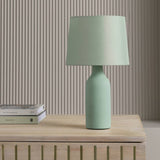 Argos Home sage green ceramic table lamp with fabric shade, imported from the UK