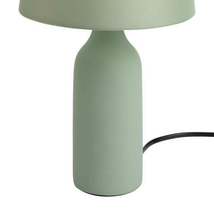 Argos Home sage green ceramic table lamp with fabric shade, imported from the UK