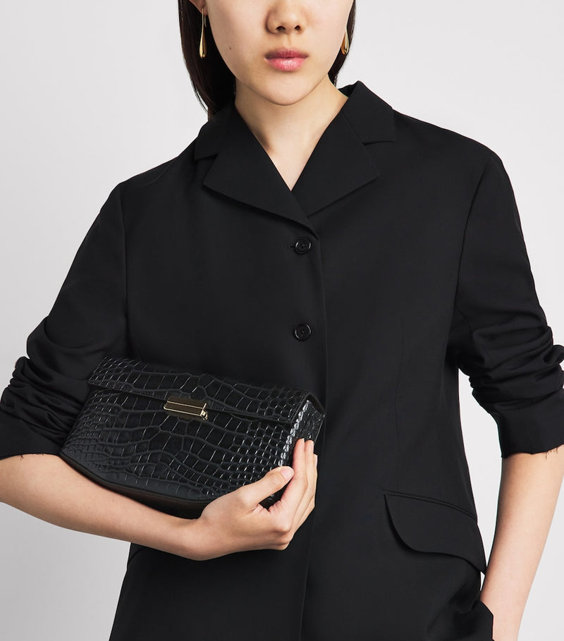 Toteme croc-embossed leather shoulder bag, UK version