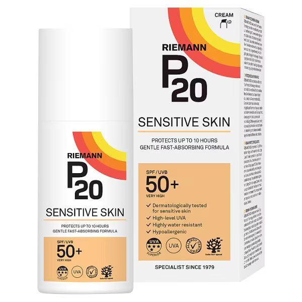 P20 Sensitive Sun Cream SPF50 200ml, imported from the UK