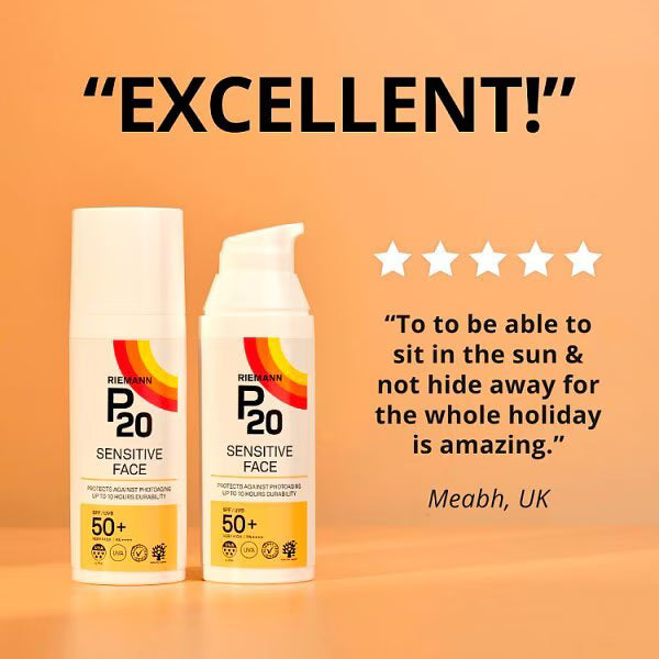 P20 Sensitive Sun Cream SPF50 200ml, imported from the UK