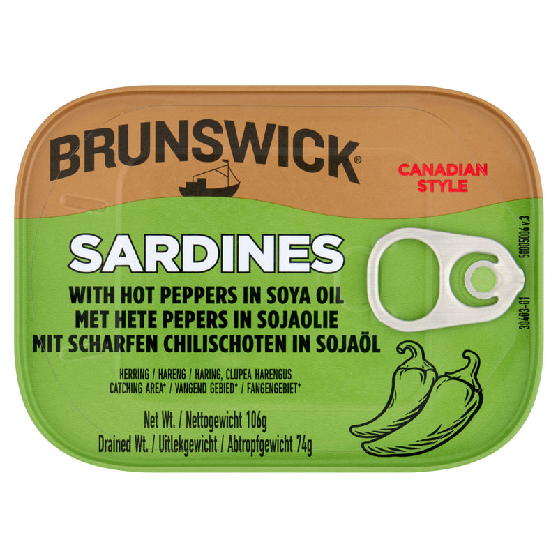 Brunswick Canadian Style Sardines with Hot Pepper 106g - British product