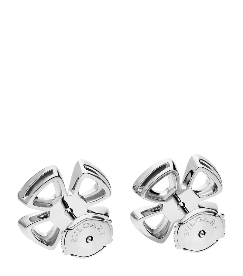 Bvlgari Fiorever white gold diamond stud earrings, imported from the UK