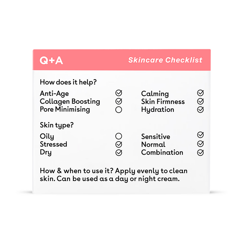 Q+A Collagen Face Cream 50g, imported from the UK