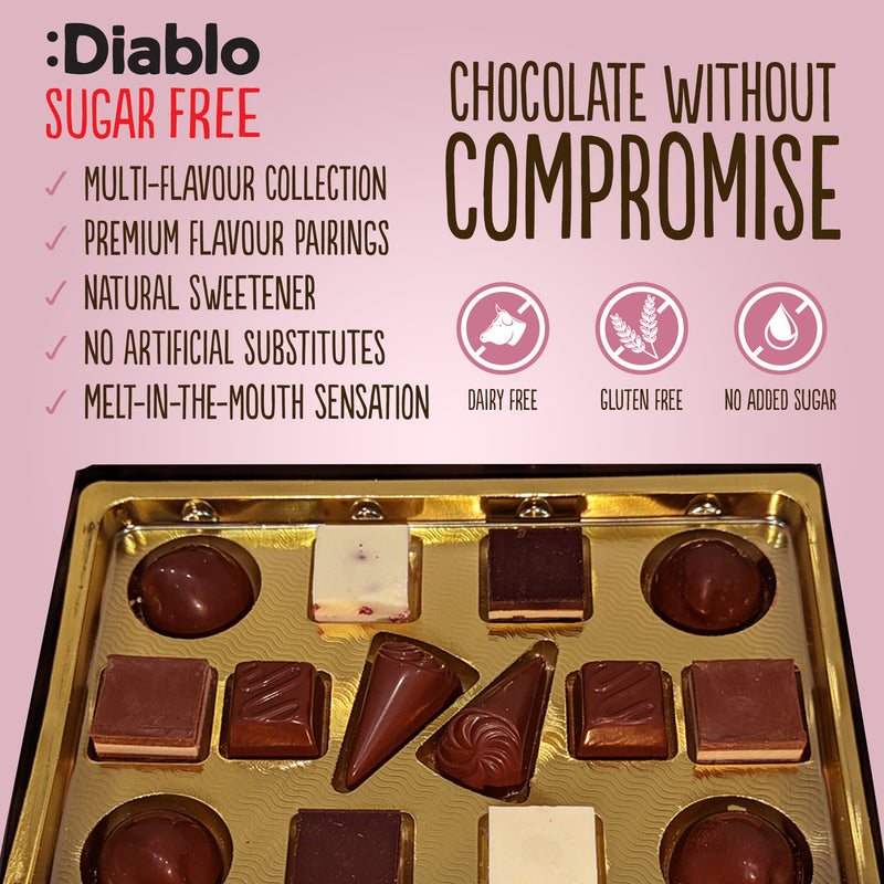 Diablo no added sugar chocolate gift box 142g, UK version