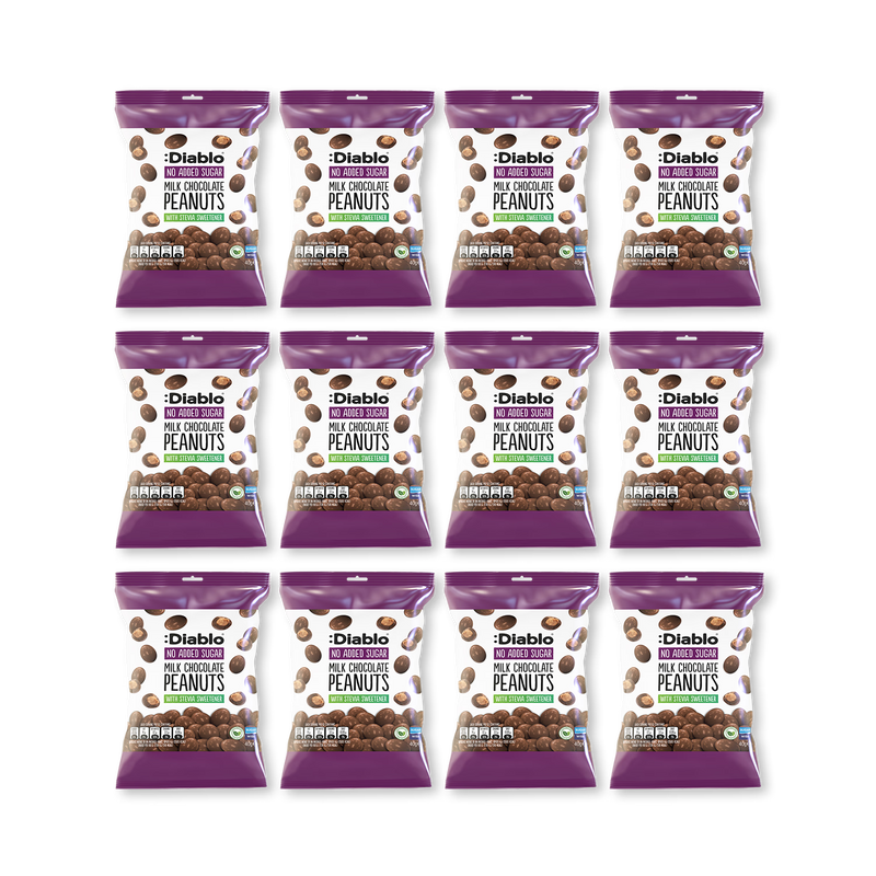 Diablo no added sugar milk chocolate peanuts 40g pack of 12 - British product