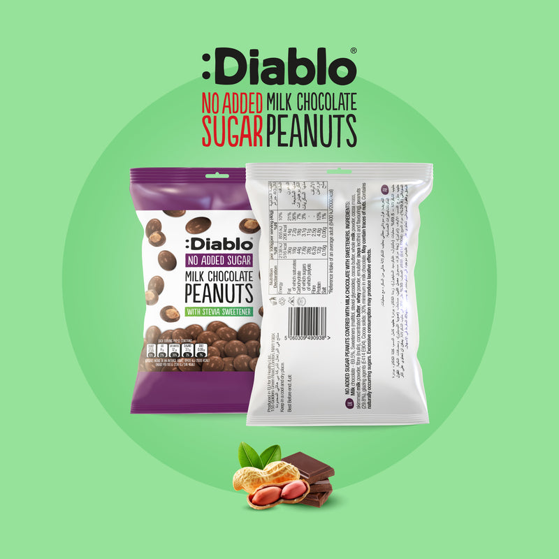 Diablo no added sugar milk chocolate peanuts 40g pack of 12 - British product