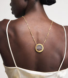 Jacquie Aiche large sunshine necklace gold diamond quartz (British brand)