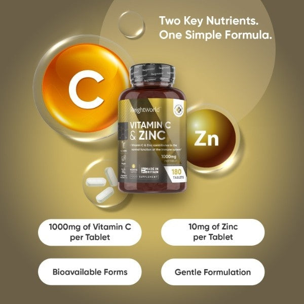 WeightWorld Vitamin C Zinc 180 tablets (British brand)