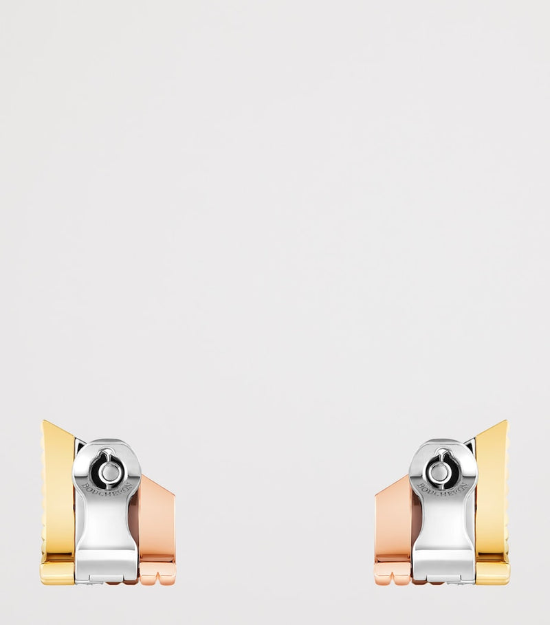 Boucheron Quatre Classique stud earrings mixed gold and diamond (British brand)