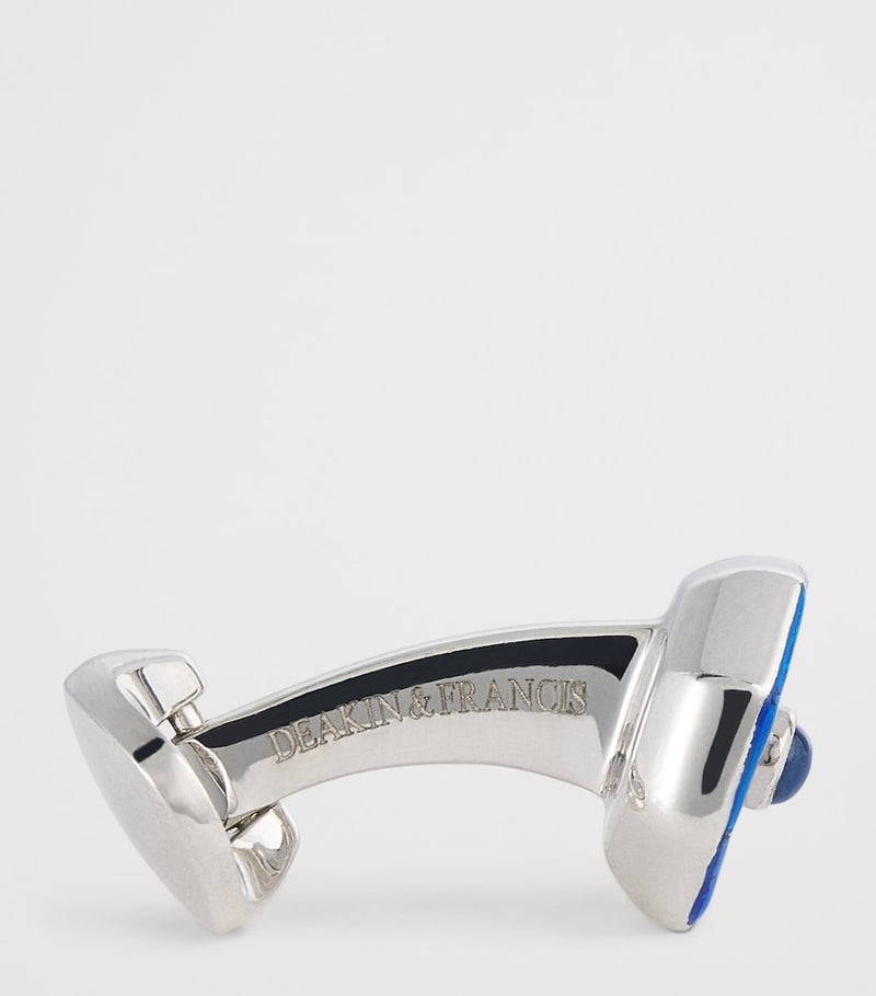 Deakin & Francis sterling silver hexagonal sapphire cufflinks, UK version