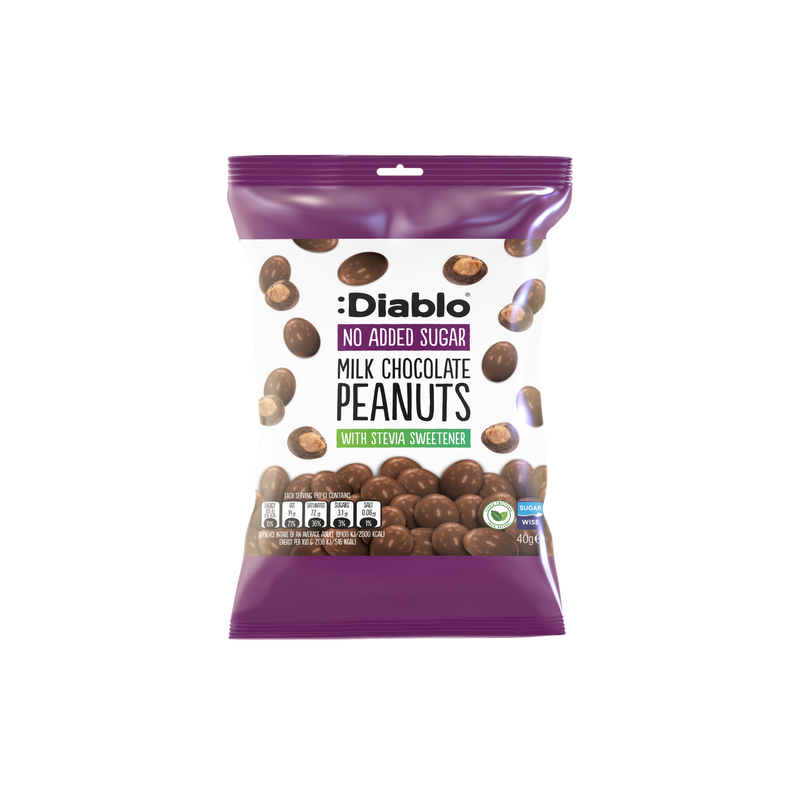 Diablo no added sugar milk chocolate peanuts 40g pack of 24 - British product