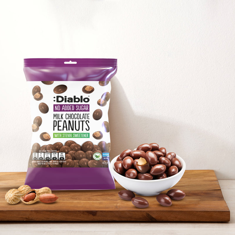 Diablo no added sugar milk chocolate peanuts 40g pack of 24 - British product
