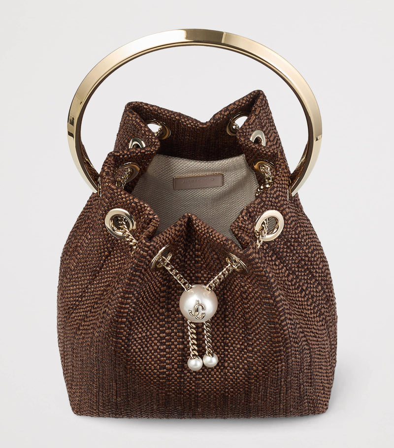 Jimmy Choo Bon Bon woven top-handle bag - British product