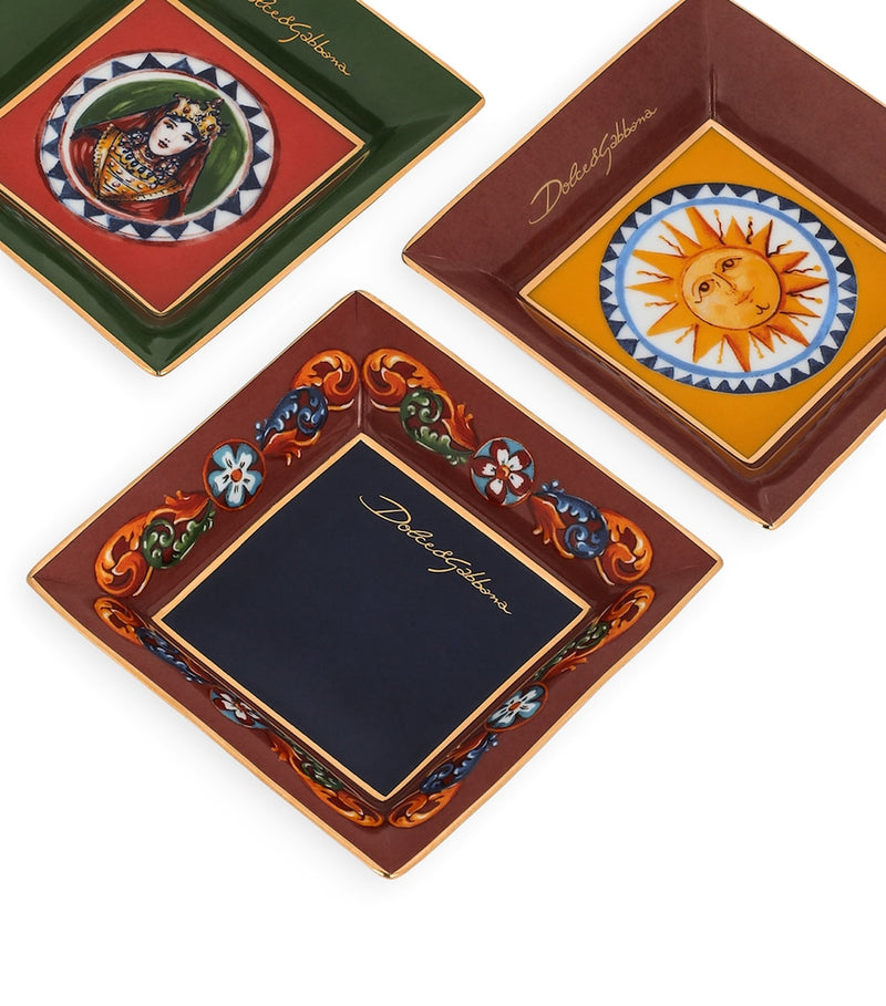 Dolce&Gabbana Casa decorative square plates Carretto design 10cm - British product