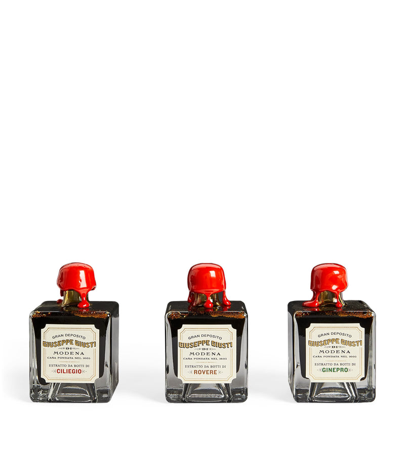Giuseppe Giusti balsamic vinegar gift set with three wood flavours (3 x 50ml), UK version