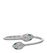 Harrods Bvlgari White Gold, Diamond and Emerald Serpenti Bangle- Buy online at McGrocer