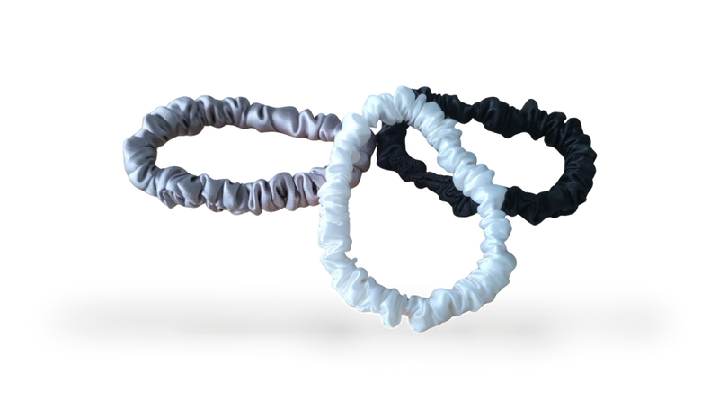 White Lotus Beauty mulberry silk scrunchies 3-pack, UK version