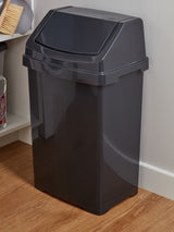 Wham Black Casa Plastic Kitchen Swing Bin 50L