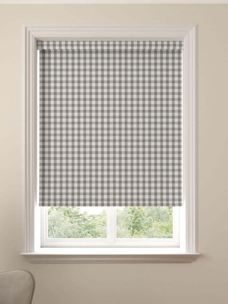 Granite Grey Gingham Roller Blind - British product