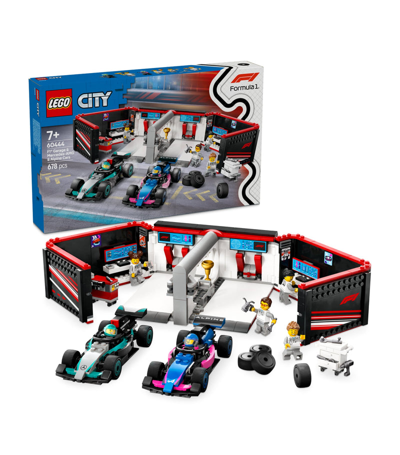 Lego F1 garage and Mercedes-AMG Alpine cars set, UK version