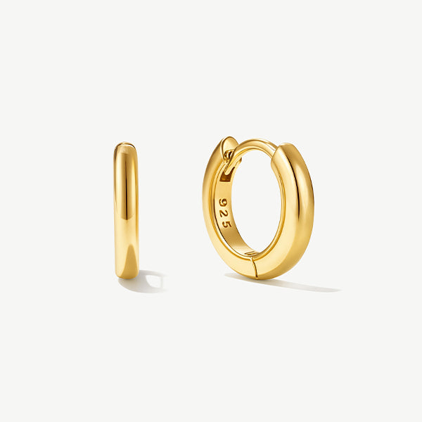 MUCHV huggie hoop earrings 18k gold 8mm - British product