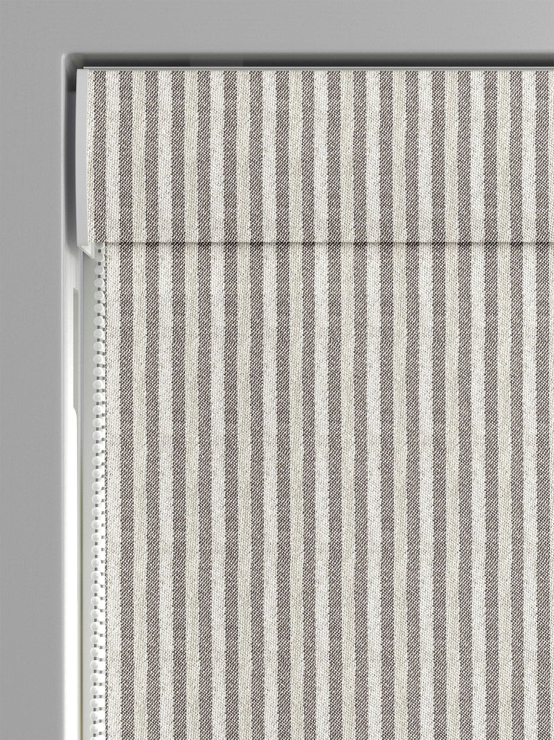 Emily Bond Smokey Grey Oscar Stripe roman blinds, UK version