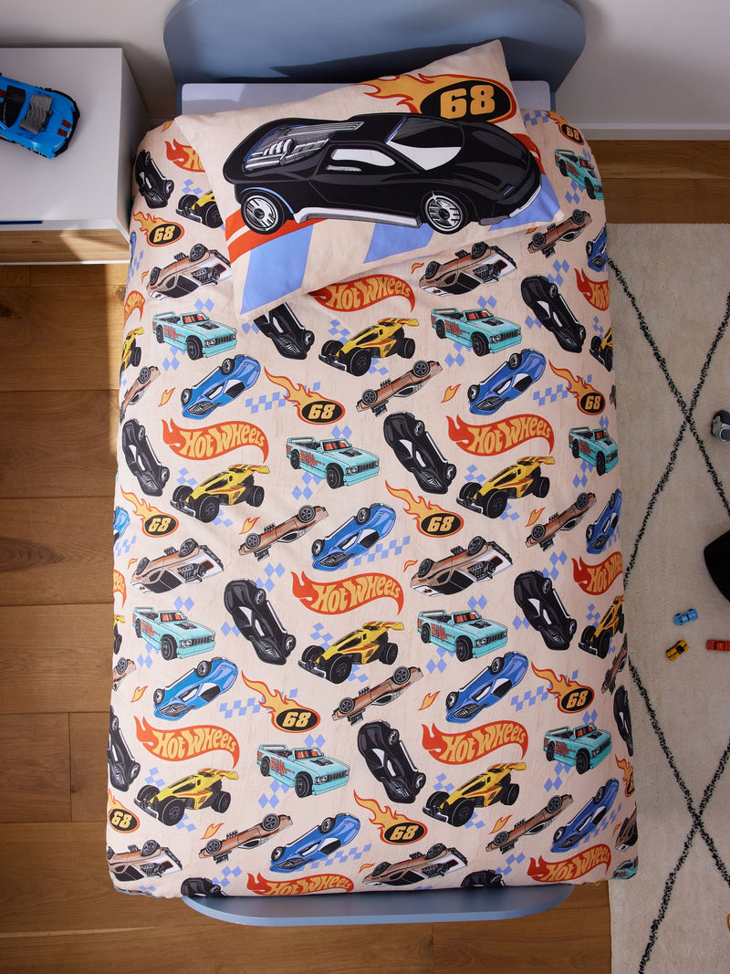 Hot Wheels reversible single duvet cover and pillowcase set, imported from the UK