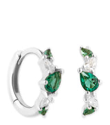 Harrods Astrid & Miyu White Gold Diamond and Emerald Huggie Hoops- Buy online at McGrocer
